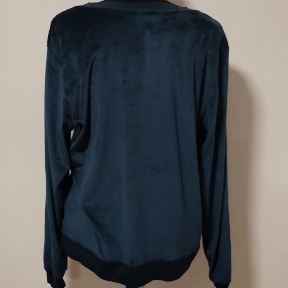 Honeydew velour pullover scoop neck sweater emerald green blue Sz XL - Picture 8 of 12